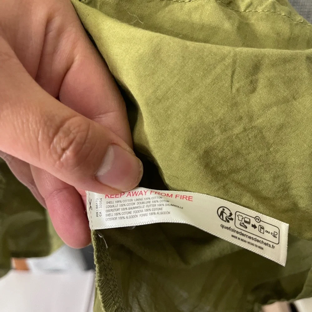 Free people Free est Full-Time Fun Mini Dress in Olive Green Sz L Cotton Poplin - Picture 6 of 11